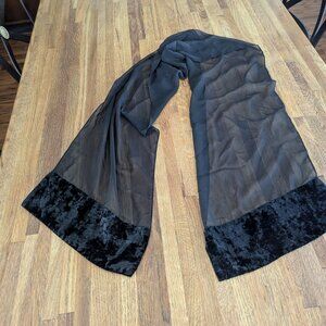 Black Sheer Scarf w/ Crushed Velvet Borders